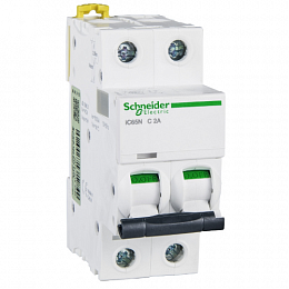 iC65N 2P 2A Автоматический выключатель 2-полюсный, 2А, 6кА (хар-ка C) Schneider Electric. Вид 1