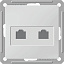 Розетка двойная телефонная RJ11, 160В, 1А, механизм (слоновая кость) Wessen 59 Schneider Electric. Вид 1.