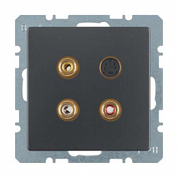 Тройная розетка RCA/S-Video (антрацитовый, бархатный лак) Q.1/Q.3 Berker. Вид 1