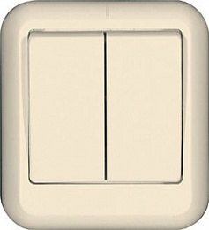 Выключатель 2-клавишный, О/У изол.пл.6а 250b (слоновая кость) Прима Systeme Electric. Вид 1