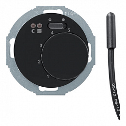 Регулятор температуры помещения пола с замыкающим контактом, с накладкой и светодиодом (черный) R.classic Berker. Вид 1