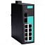 10-портовый неуправляемый коммутатор: 8 х 10/100 BaseTX, 1 x 100BaseSFP, 1 x 10/100/1000BaseSFP, -10...+60C MOXA. Вид 1.