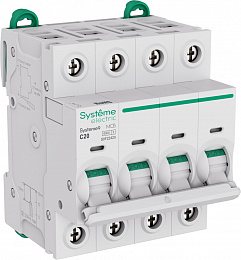 Автоматический выключатель 4-полюсный, 20A, 6kA (хар-ка C) Systeme9 Systeme Electric. Вид 1