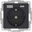 Розетка 16А c 2 USB A+С, 5В/2,4А/3,0А, 2х5В/1,5А, механизм (карбон) AtlasDesign Systeme Electric. Вид 1.