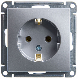 Розетка с заземлением без шторок, 16А, механизм (матовый хром) Wessen 59 Systeme Electric. Вид 1