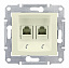 Розетка телефонная, RJ11, двойная, с пружинными зажимами (бежевый) Sedna Schneider Electric. Вид 1.