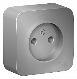 Розетка без заземления без шторок, О/У, изол.пл., 16А, 250В (алюминий) Blanca Systeme Electric. Вид 1