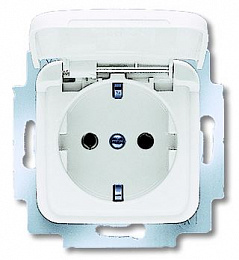 20 EUK-214-500 Розетка SCHUKO 16А 250В с крышкой, серия Reflex SI, цвет альпийский белый ABB. Вид 1