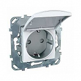 Розетка с з/к со шторками, винт. зажим, с крышкой (белый) Unica Schneider Electric