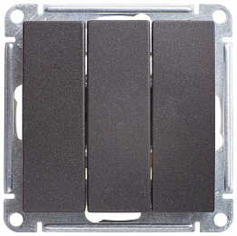 Выключатель 3-клавишный, 10АХ, механизм, (черный бархат) Wessen 59 Systeme Electric. Вид 1