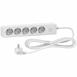 Удлинитель 5 розеток 2к+з, кабель 3м (белый) Unica Extend Schneider Electric. Вид 1