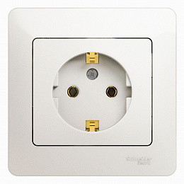 Розетка с заземлением, 16А, в сборе (перламутр) Glossa Systeme Electric. Вид 1