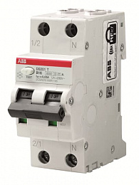 DS201T K10 A30 Дифф. автомат 1P+N, 10A, 30mA, тип А, 6kA (хар-ка K) ABB. Вид 1