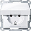 Розетка с крышкой, со шторками IP44 , qf sm (активный белый) Merten Schneider Electric. Вид 1.