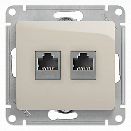 Розетка телефонная+компьютерная RJ-11/RJ-45 кат.5E, механизм (молочный) Glossa Systeme Electric. Вид 1