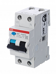 DSH201R C16 30мА Дифф. автомат 1P+N 16A 30mA, тип АC, 4.5kA, (хар-ка C) ABB. Вид 1
