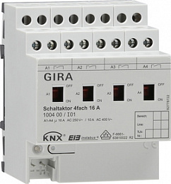 100400 Реле KNX/EIB, 4-канальное, с ручным управлением GIRA. Вид 1