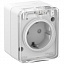 Розетка с заземлением, со шторками, 16А, 250B О/У (белый) AtlasDesign PROFI IP54 Systeme Electric. Вид 2.