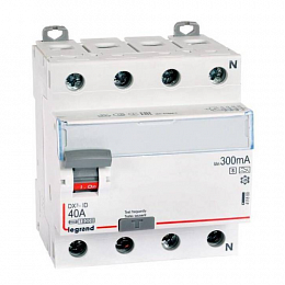 DX3 Блок утечки тока (УЗО) 4-полюсный, 40A, 300mA, тип А, S Legrand. Вид 1