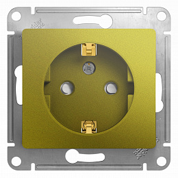 Розетка с заземлением со шторками,16А, 250В, механизм (фисташковый) Glossa Systeme Electric. Вид 1
