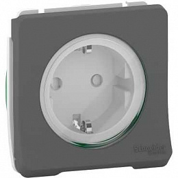 Розетка с з/к. и шт., винтовые клеммы, механизм IP55 (антрацит) Mureva Styl Schneider Electric. Вид 1