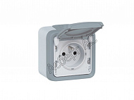 Розетка 2К+З французский стдандарт (серый) IP55 Plexo Legrand