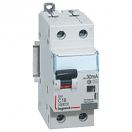 DX3 Дифф. автомат 1P+N, 16A, 30mA, тип АC, 10kA (хар-ка C) Legrand. Вид 1