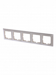 2515-92-507 Рамка 5-постовая с декоративной накладкой (слоновая кость) Basic55 ABB. Вид 1
