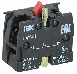 LAY-01 Контактный блок 1НЗ для светосигнальной арматуры LAY5 ИЭК. Вид 1