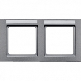 Рамка 2-постовая, с полем для надписей, горизонтальная (алюминиевый, бархатный лак) Q.3 Berker. Вид 1