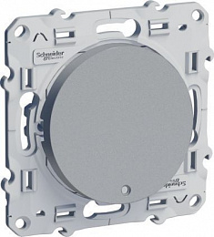 Выключатель 2-клавишный, с LED-подсветкой, 10AX, 250B, сх. 1 (алюминий) Odace Schneider Electric. Вид 1