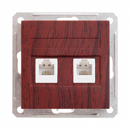 Розетка двойная телефонная RJ11, 160В, 1А, механизм, (морёный дуб) Wessen 59 Schneider Electric. Вид 1