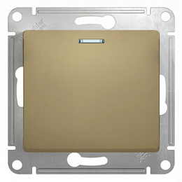 Кнопка нажимная с подсветкой, сх.1А, 10АХ, механизм (титан) Glossa Schneider Electric. Вид 1