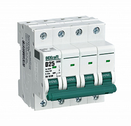 ВА-103M Автоматический выключатель 4-полюсный, 63А, 6kА (хар-ка D) DEKraft. Вид 1