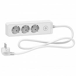 Удлинитель 3 розетки.2к+з, кабель 1,5м (белый) Unica Extend Schneider Electric. Вид 1