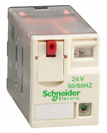 Промежуточное реле 4 ПК, со светодиодом, слаботочные контакты (=24B AC) Schneider Electric. Вид 1