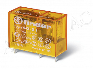 Реле с 1 перекидным контактом (~230B AC) 10A Finder. Вид 1