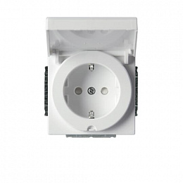 20EUCK-84 Розетка Shuko 16А 230В IP21/44 с крышкой, Impressivo, белый ABB. Вид 1