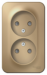 Розетка двойная, без заземления, со шторками, О/У, 16А, 250В(титан) Blanca Systeme Electric. Вид 1