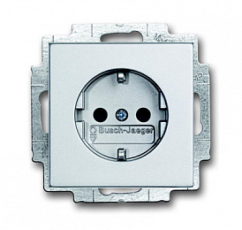 20 EUCBLI-83 Розетка SCHUKO 16А 250В, с LED подсветкой, future/solo, серебристо-алюминиевый ABB. Вид 1
