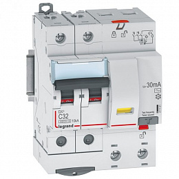 DX3 Дифф. автомат 2-полюсный, 32A, 30mA, тип АC, 6kA (хар-ка C) Legrand. Вид 1