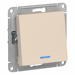 Переключатель1-клавишный с подсветкой, сх.6а, 10АХ, механизам (бежевый) Atlas Design Systeme Electric. Вид 1