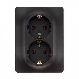 Розетка двойная с заземлением 16А, в сборе, (антрацит) Glossa Systeme Electric. Вид 1