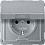 Механизм розетки с крышкой со шторками (алюминий) Merten Aquadesign Schneider Electric. Вид 1.