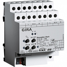 217200 Универсальный диммер 2х 300 W KNX/EIB REG GIRA. Вид 1