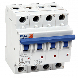 BM63-4B40-УХЛ3 Автоматический выключатель 4-х полюсный, 40А, 6kA (хар-ка B) OptiDin КЭАЗ. Вид 1