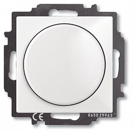 2251 UCGL-94-507 Светорегулятор Busch-Dimmer (диммер) поворотно-нажимной с центральной платой 60-400Вт (альпийский белый) Basic 55 ABB. Вид 1