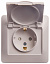 Розетка с заземлением со шторками с крышкой, 16А, в сборе (белый) Glossa Systeme Electric. Вид 1.