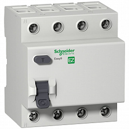 Блок утечки тока 4-полюсный, 25A, 30mA, тип АC (УЗО) EASY 9 Schneider Electric. Вид 1