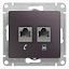 Розетка двойная RJ11+RJ45, кат.5e,механизм (сиреневый туман) Glossa Systeme Electric. Вид 1.